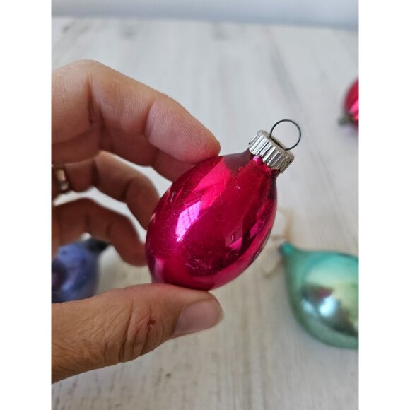 Vintage glass mercury teardrop ornament set pink red blue green - Picture 6 of 9